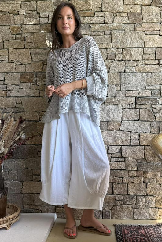 Conrad Grunge Loose Cotton Knit Pearl